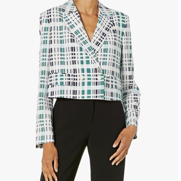 BCBGMaxAzria Jackets & Blazers - BCBGMaxAzria Green Plaid Cropped Blazer M